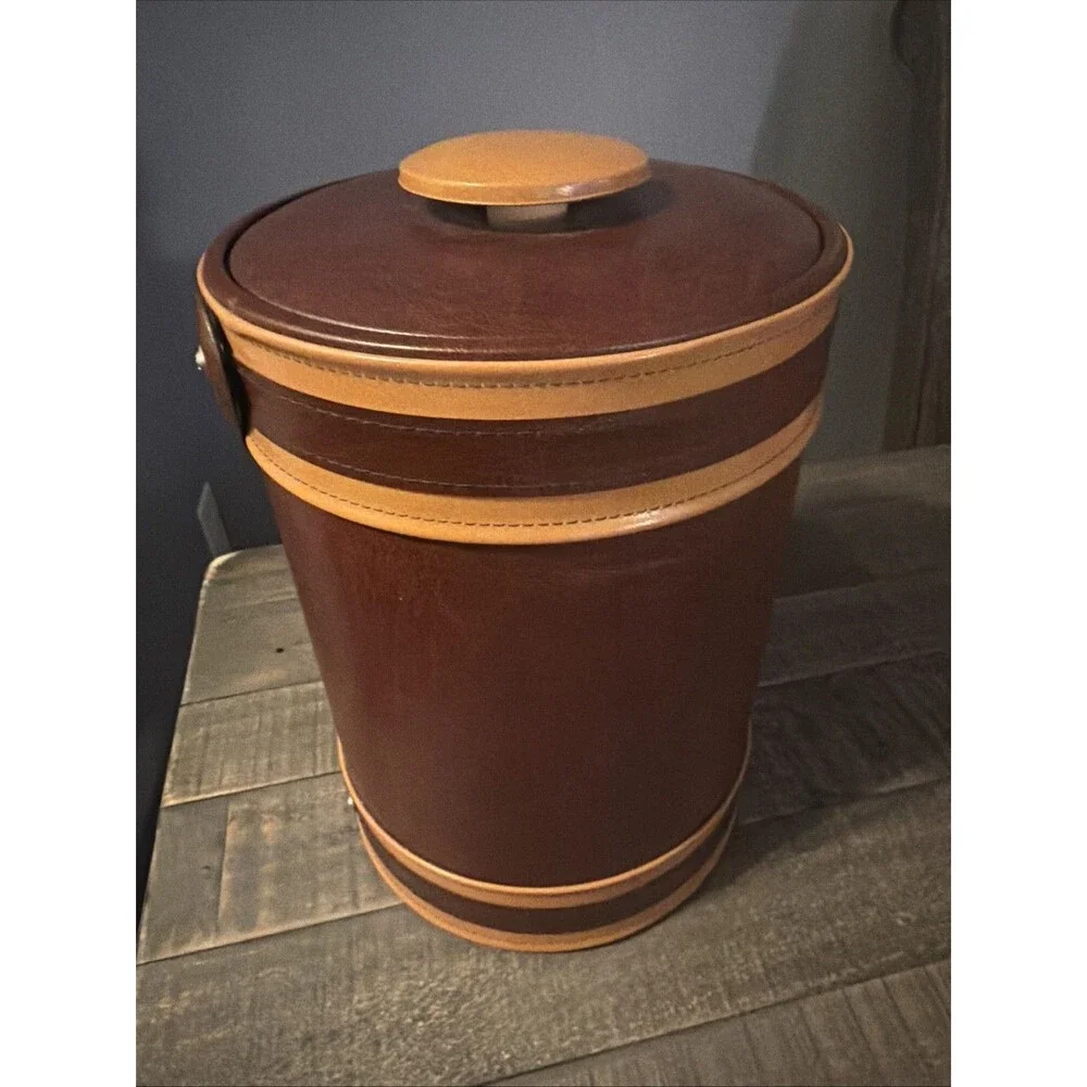 George Briard ︱Ice Bucket︱NEW︱MCM︱Vintage︱w/ Tags︱Brown Leather︱USA